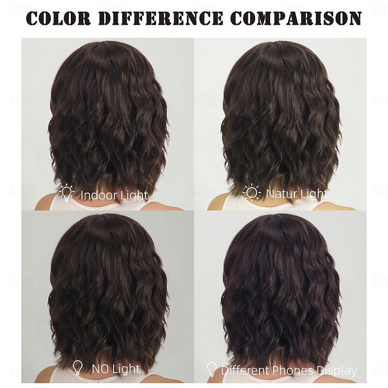 Synthetic Wig Wavy Deep Wave Middle Part Asymmetrical Machine Made Wig 14 inch A1 Synthetic Hair Women's Classic Comfortable Highlighted / Balayage Hair Auburn4