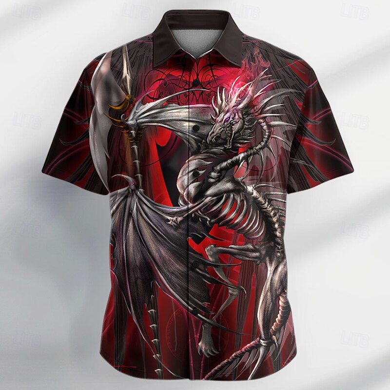 Dragonsword LICHBLADE Ruth Thompson-Yujin Jung Men's Dragonfly Button Up Shirt Short Sleeve Designer Shirt Limited Artist Edition