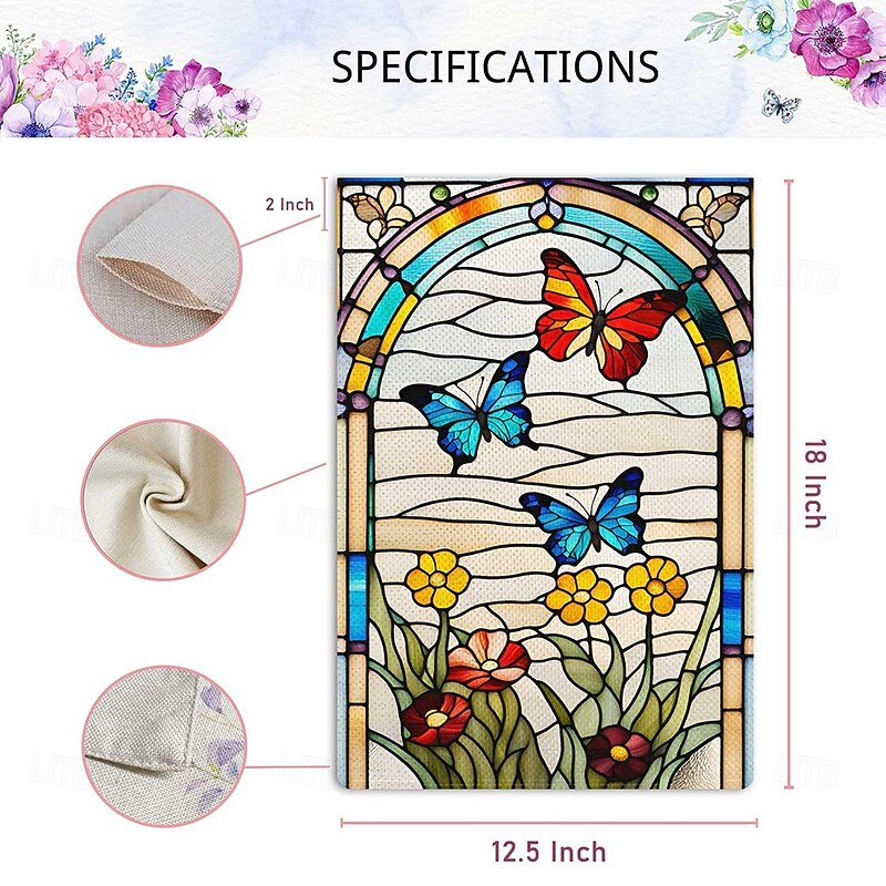 Flag 12 x 18 Inch Yard Flags, Stained Glass Hummingbirds Small Garden Flags for Outside, Outdoor Flags, Holiday Garden Flags2