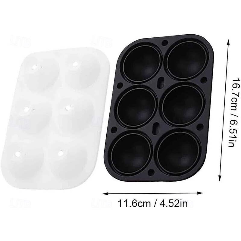 Whiskey Ice Ball Mold - 4.5cm Silicone Maker With Individual Lid for Easy Fill and Release - 6 Round Sphere Molds for Cocktails and Bourbon3
