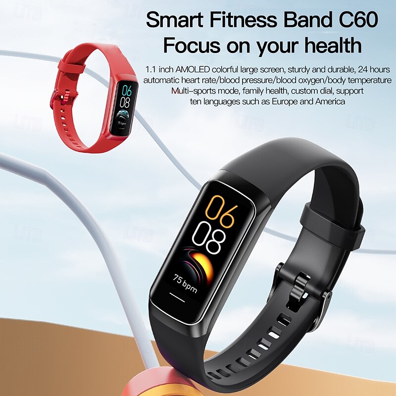 696 C60 Smart Watch 1.9" Fitness Tracker with Temperature Monitoring Call Reminder IPX0 Waterproof 24.4mm Watch Case2