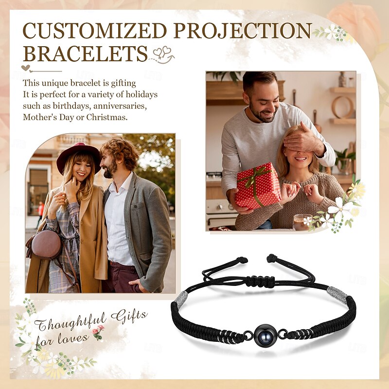 Personalized Photo Projection Bracelet with Braided Rope Custom Best Gift for Dad, Husband or Boyfriend, Light Projection Jewelry for Father's Day, Birthday, Anniversary, Christmas4