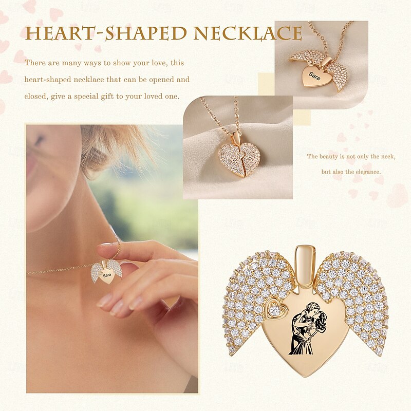 Personalized Heart Necklace with Custom Photo, Gift for Mom Wife Girlfriend, Mother's Day Valentine's Birthday Anniversary Engraved Keepsake Jewelry3