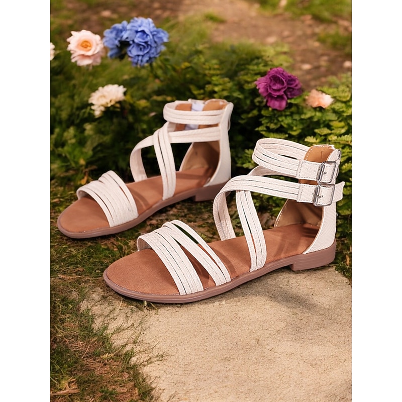 Women's Black Boho Strappy Flat Sandals – Casual Gladiator Style Summer Shoes with Double Buckles for Daily & Outdoor Wear3