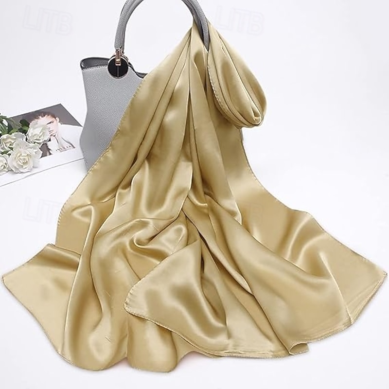 Wedding Bridal Satin Chiffon Evening Scarve for Women Silky Solid Color Shawl Wraps Stole For Weddings Bridal Bridesmaids Proms Parties3