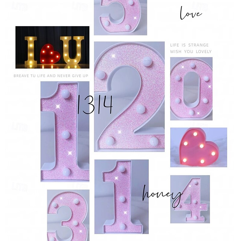16cm Pink Letter Lights Decoration Lights Holiday Birthday Christmas Decoration Lights