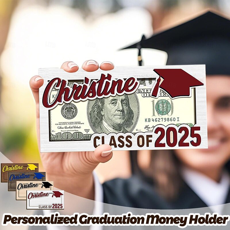 Graduation Gifts 2025 Money Holder Wooden Graduation Money Cash Envelope Box for Class of 2025 Senior College University Graduates4