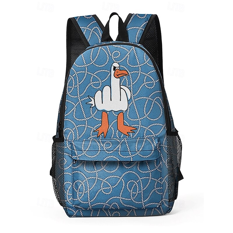 Funny Goose Print Backpack for Kids and Teens – Lightweight Large Capacity School Bag with Rope Pattern for Boys and Girls, Ideal for Daily Use and Back to School3