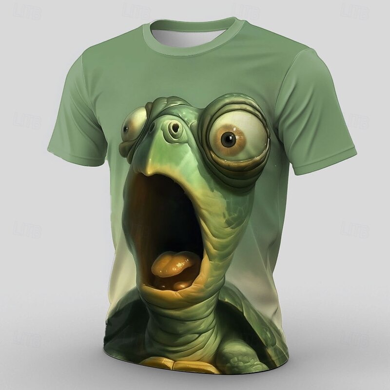 Men's Animal Funny T Shirt Short Sleeve T shirt 3D Print Crew Neck Shirt Exaggerated Designer Party Street Casual Green 1# Green 2# Green 3# Summer Spring All Seasons Clothing Apparel S M L XL XXL2