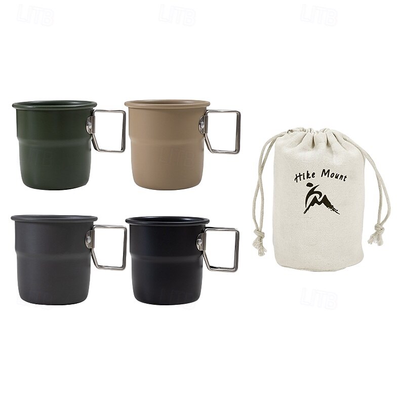 Camping Cup 4PCS,Camping Mug, Camping Cups & Mugs, Camping Coffee Cup, Metal Travel Coffee Mug, Wear-Resistant Coffee Mug,  Strong and Dependable Drinking Mugs for Picnics, Hiking, Biking, Climbing
