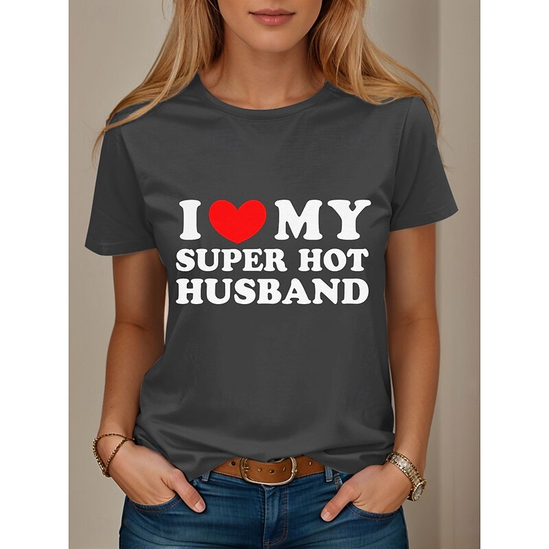 Women's T Shirt Graphic Letter Vintage Stylish Casual Short Sleeve Crew Neck Regular Tops Daily Weekend Print Blue Green Gray Summer2