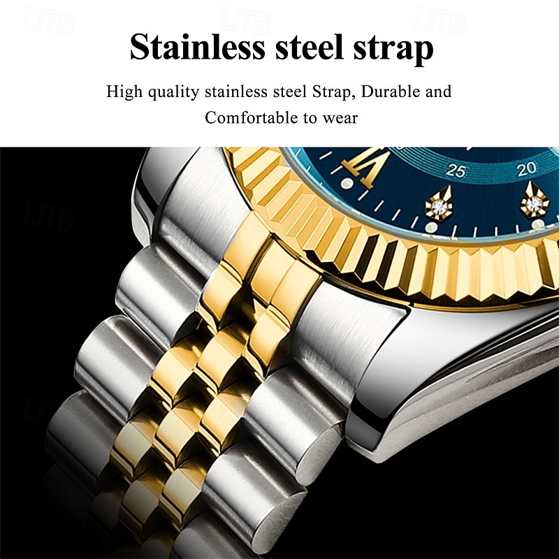 Men Quartz Watch Luxury Business Roman Numerals Dial Luminous Date Waterproof Alloy Watch4