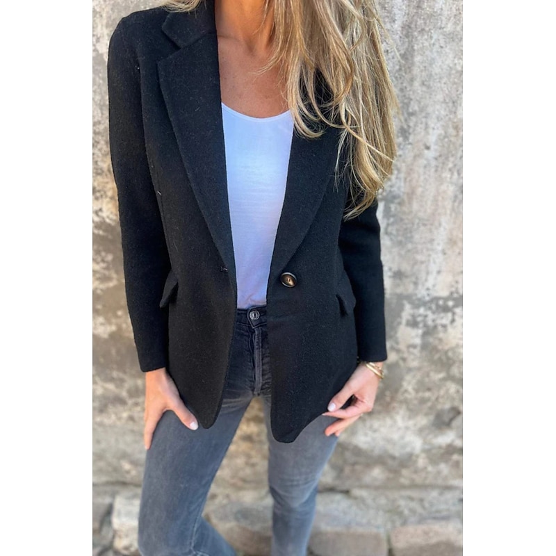 Women's Blouse Plain Modern Casual Long Sleeve Shirt Collar Regular Tops Holiday Going out Buttons Pocket Black Yellow Pink Camel Purple Summer - Main Image