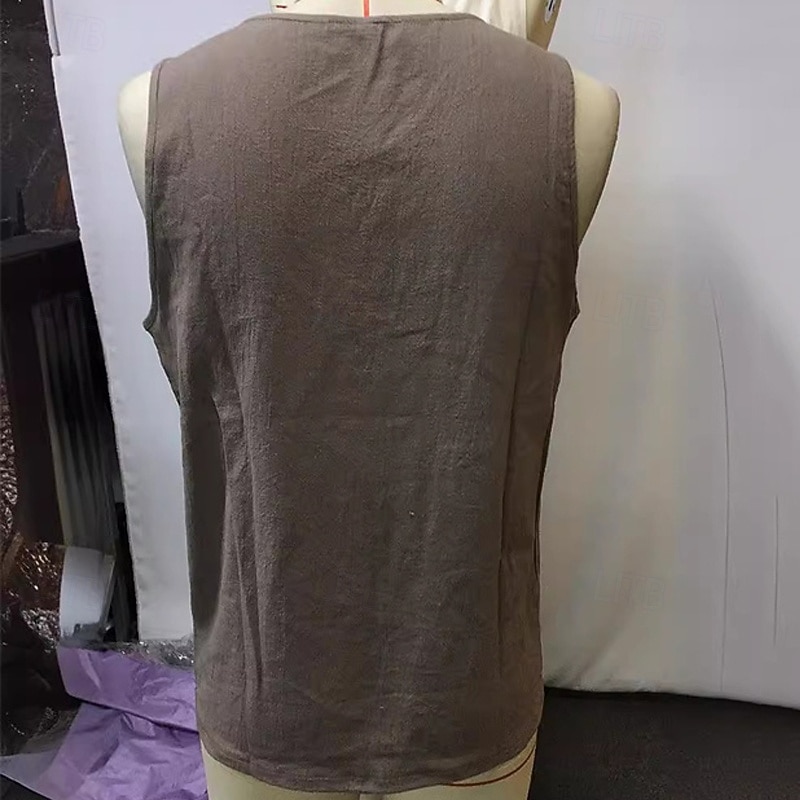 Men's Tank Top Vest Top Undershirt Sleeveless Shirt Sleeveless Deep V Summer Plain Fashion Designer Basic Classic Vacation Street Going out Khaki Top Tee for Men3