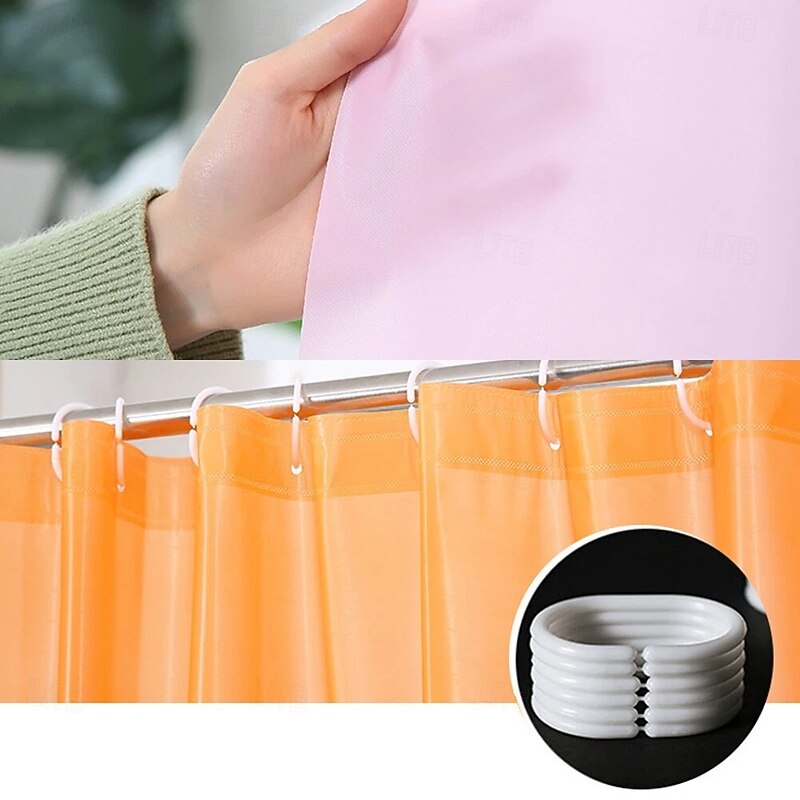 Shower Curtains Mould Proof Resistant, Waterproof PEVA Shower Curtain Heavy Duty Bathroom Curtains, With White 12 Plastic Hooks, 180cm x 180cm2