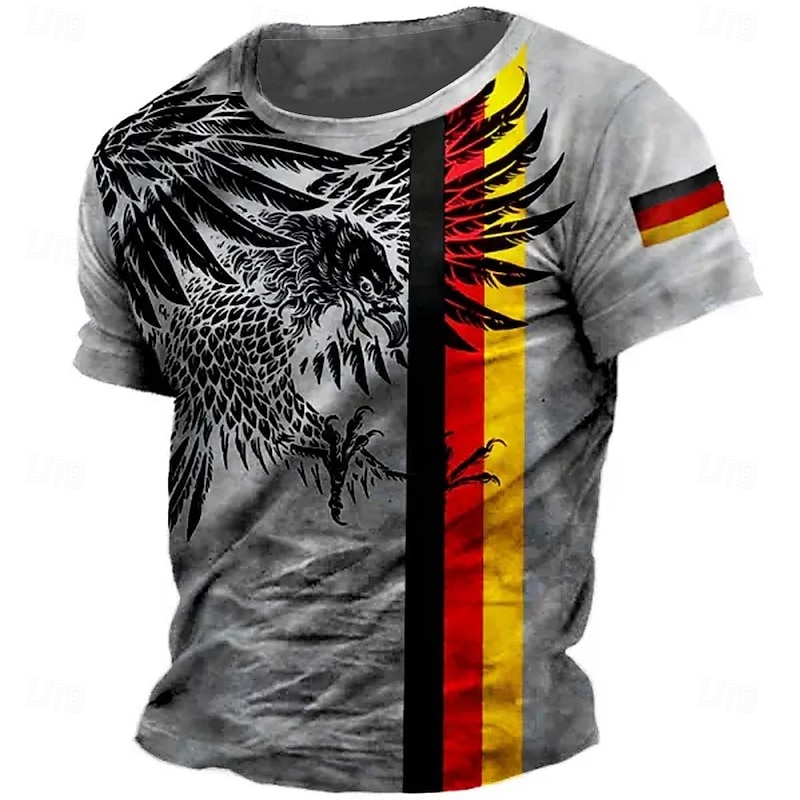 Men's German Flag T Shirt Short Sleeve T shirt 3D Print Crew Neck Shirt Retro Vintage Vintage Retro Casual Daily Brown Green Gray Summer Spring Clothing Apparel S M L XL XXL XXXL2