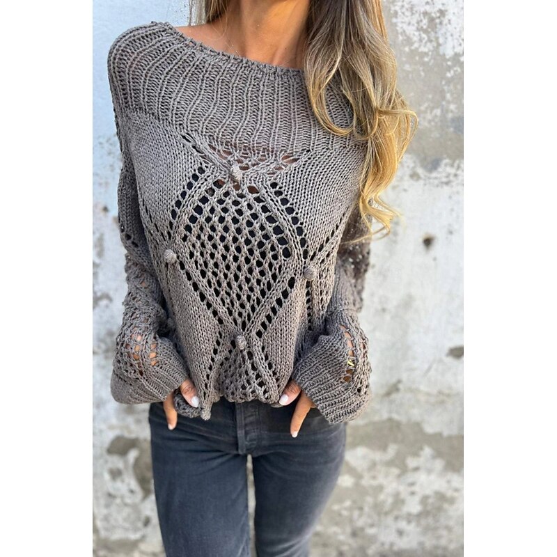 Women's Blouse Plain Basic Modern Casual Long Sleeve Turtleneck Regular Tops Daily Going out Cut Out Black White Green Khaki Gray Summer