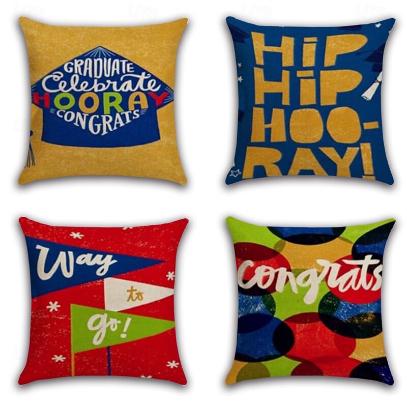 Graduation Decorative Toss Pillows Cover 4PC Best Graduation Gift Soft Square Couch Cushion Case Pillowcase for Bedroom Livingroom Sofa Chair3