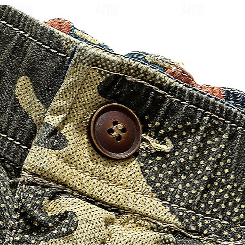 Men's Cargo Shorts Camo Shorts Shorts Summer Shorts Drawstring Elastic Waist Multi Pocket Camo / Camouflage Comfort Wearable Knee Length Outdoor Sport Daily Fashion Casual Camouflage khaki Camouflage3