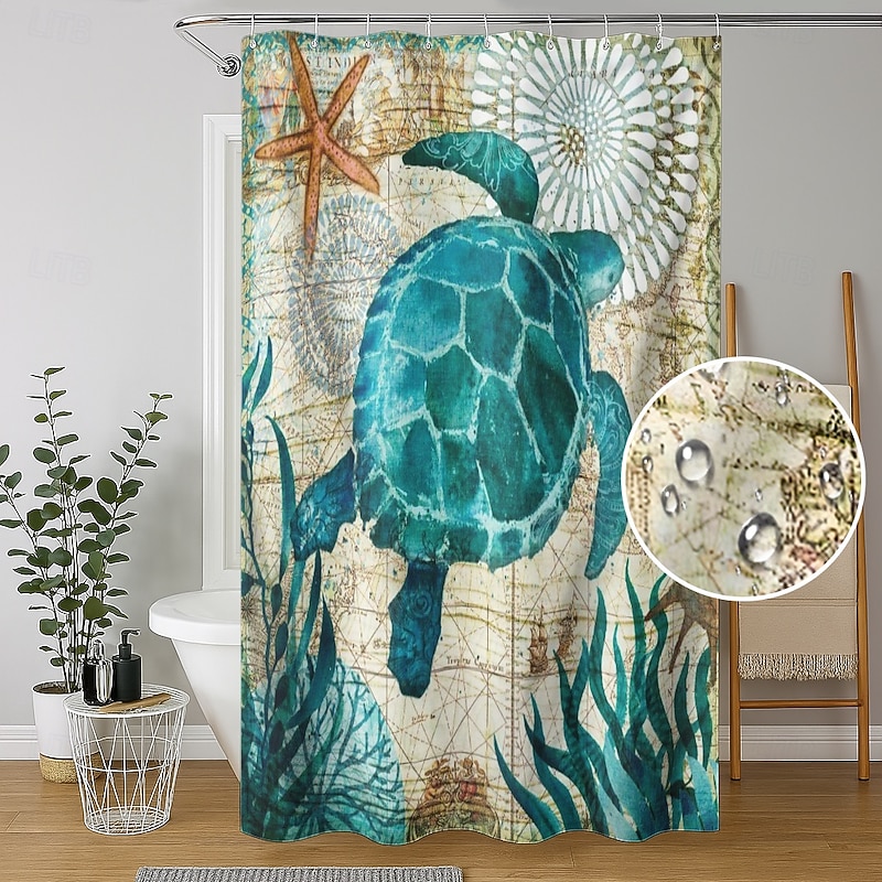 Shower Curtain with Hooks 180cm*180cm(70