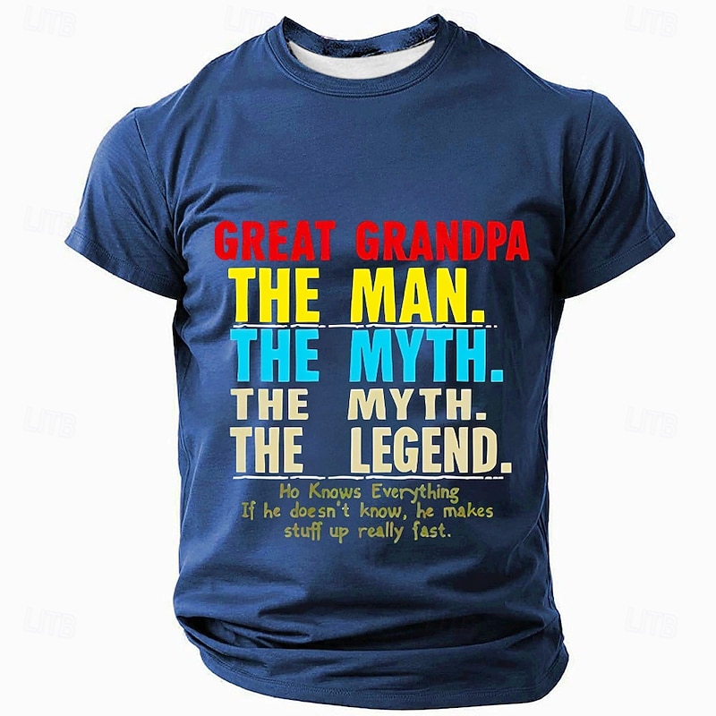 Men's Funny Grandpa T Shirt Short Sleeve T shirt Graphic Print Crew Neck Shirt Fashion Daily Casual Street Casual Daily Black Blue Green Summer Spring All Seasons Clothing Apparel S M L XL XXL XXXL
