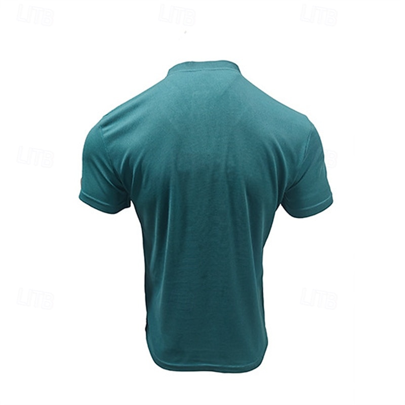 Men's T Shirt Henley Shirt Tee Short Sleeve Shirt Short Sleeve Henley Summer Spring Plain Fashion Designer Basic Buttons Vacation Street Going out Black Blue Green Top Tee for Men3
