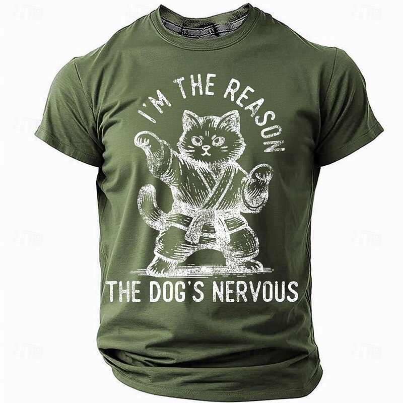 Men's Cat Funny T Shirt Short Sleeve T shirt 3D Print Crew Neck Shirt Fashion Daily Casual Street Casual Daily Black White Red Summer Spring All Seasons Clothing Apparel S M L XL XXL XXXL3