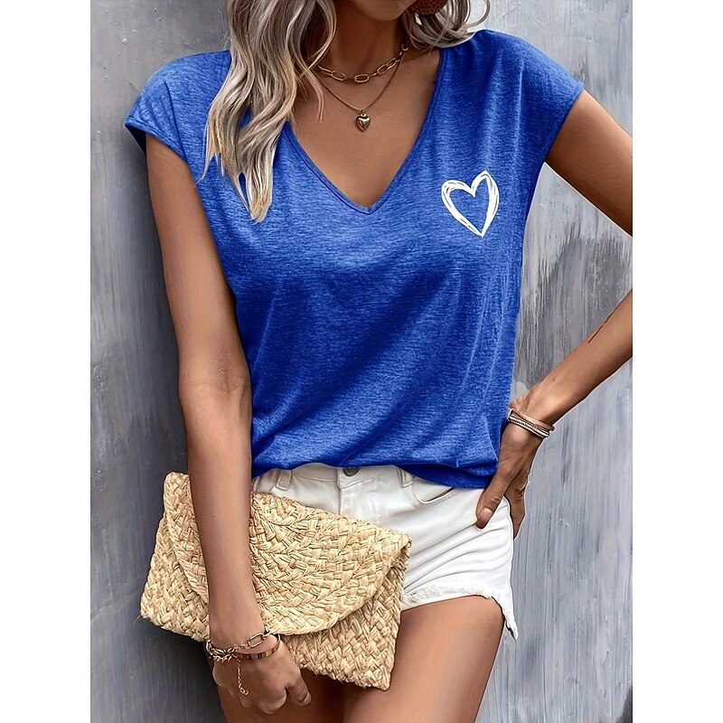 Women's Camisole Tank Top Boho Heart Bohemia Vintage Stylish Sleeveless Crew Neck Regular Tops Daily Weekend Vacation Wear Print Pink Royal Blue Light Blue Summer Spring4