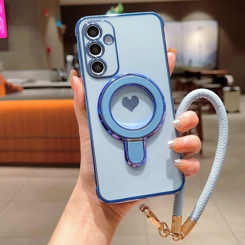 Phone Case For Samsung Galaxy S21 FE A16 A25 A15 A14 A34 A24 A53 A33 A13 Back Cover with Wrist Strap Shockproof Retro TPU Plating