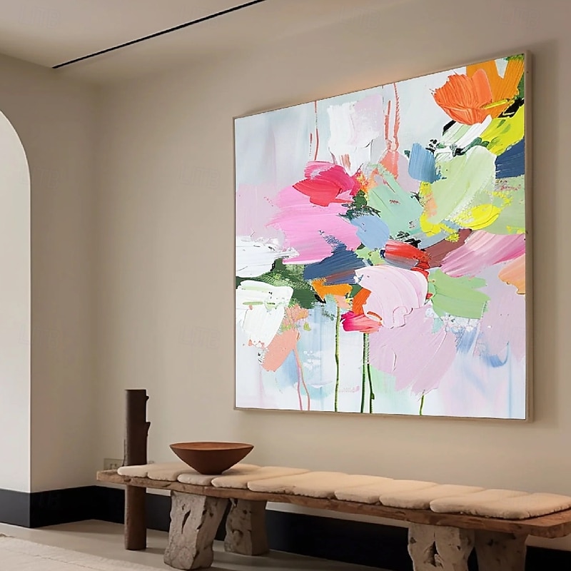 Oil painting Hand painted Colorful Dots Oil Painting on Canvas Modern Textured abstract painting Handmade Wall Art 3D Floral Painting Contemporary Art Large Wall Art Living Room Decor4