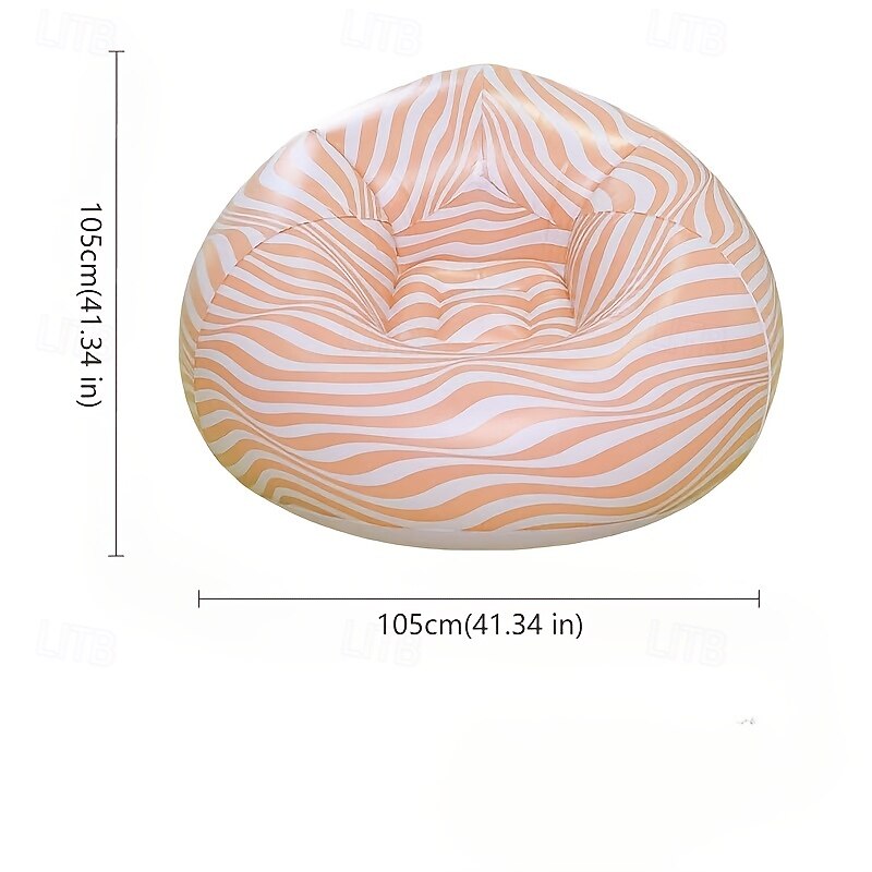 1pc Inflatable Sofa - Single-Size PVC Zebra Stripe Lounge Chair with Carry Bag Portable Indoor/Outdoor Camping & Home Use Striped Pattern in Multiple Colors Inflatable Furniture2