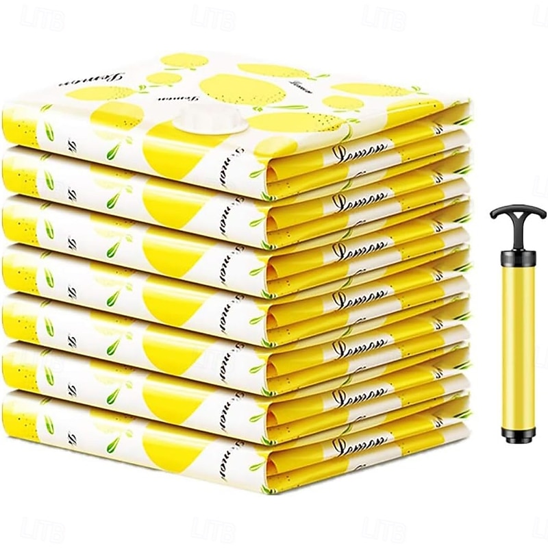 5 Pack Travel Vacuum Bags with Pump Seal Bags for Clothes Blankets Space Saving Storage Carry-on Size Compression Packing Bags for Luggage and Suitcase