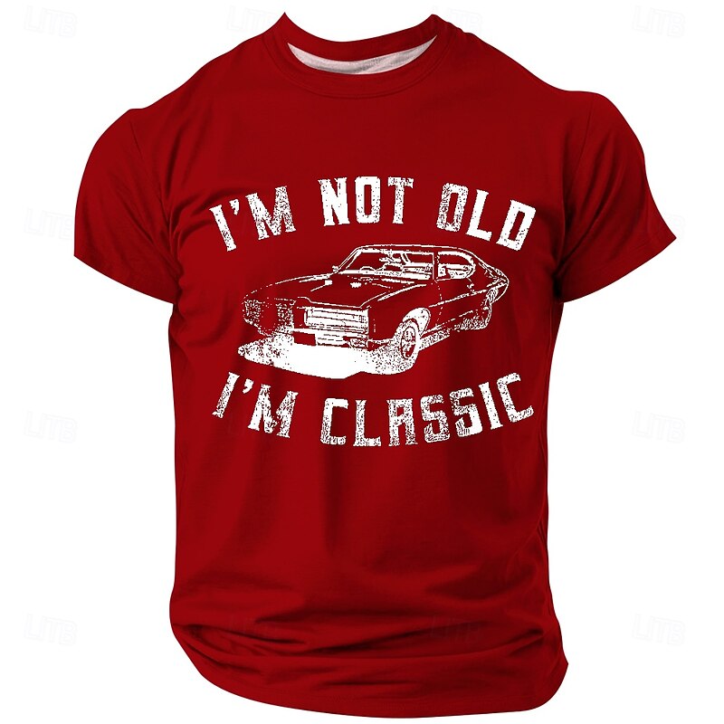 Men's Classic Car Graphic T-Shirt - Funny "I'm Not Old I'm Classic" Vintage Tee Birthday Gift for Him2