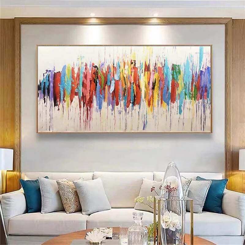 Large Blue abstract oil painting Hand painted colorful abstract oil paintings handmade painting modern office art for living room wall decoration3