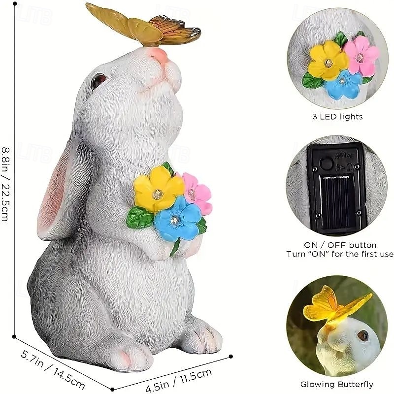 Charming Solar Landescape Lights Rabbit And Butterfly Lawn Lights for Christmas Villa Yard Lawn Pathway Terrace Decoration2