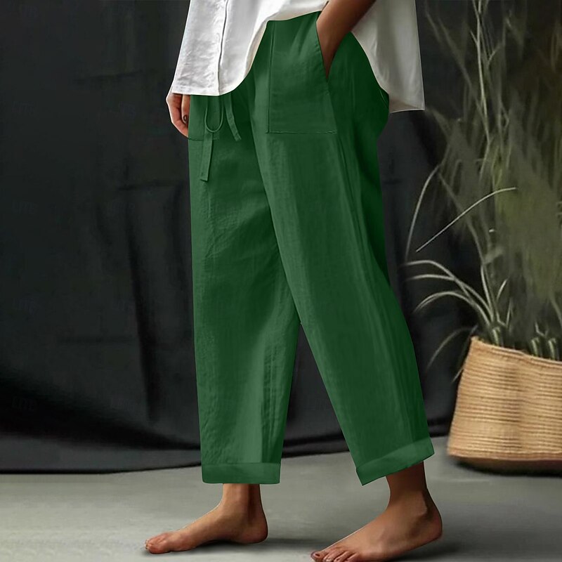 Women's EU / US Size Beach Shorts Comfort Full Length Natural Solid Color Casual Daily Deep Green Dark Brown Black 3# White Spring, Fall, Winter, Summer Loose Fit4