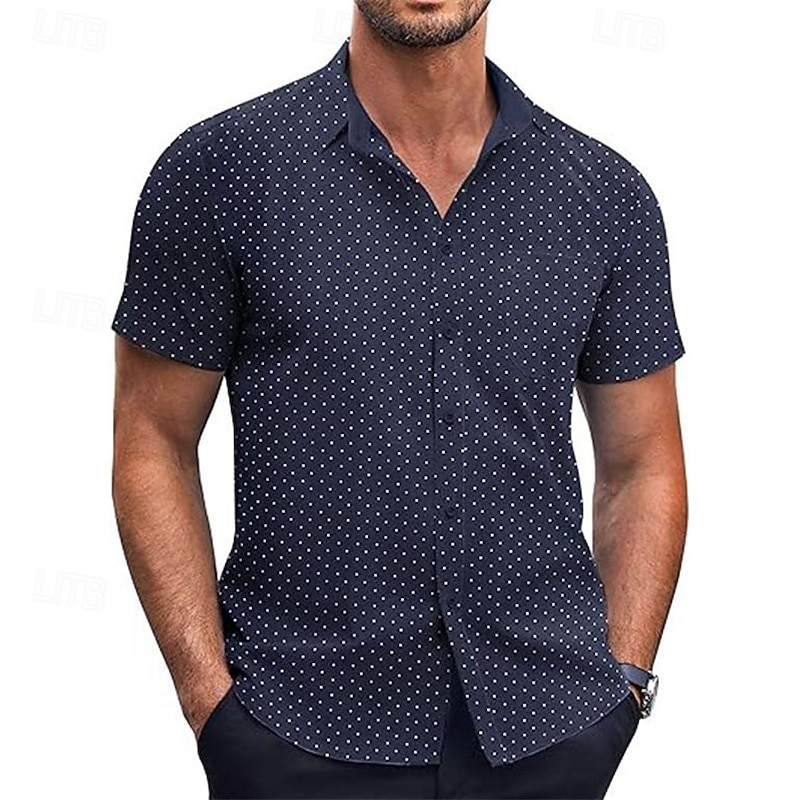 Men's Shirt Summer Shirt Casual Shirt Beach Shirt Button Up Shirt Black White Pink Burgundy Navy Blue Short Sleeve Geometric Shirt Collar Vacation Hawaiian Clothing Apparel Polyester Fashion Casual