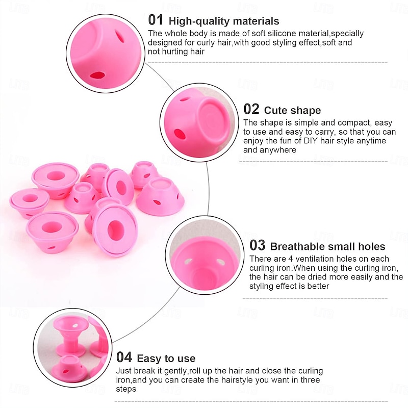 20/30 PCS Magic Silicone Hair Rollers, Overnight Curlers with Hairnet, No Heat Curlers for DIY Hair Styling3