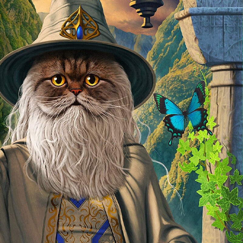 Catdalf the White VINCENT HIE Men's Cat T Shirt Short Sleeve T shirt 3D Print Crew Neck Shirt Fashion Exaggerated Daily Party Street Casual Blue Summer Spring All Seasons Clothing Apparel S M L XL XXL2