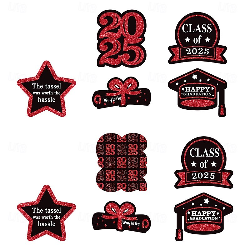 50 Pack Double Sided Class of 2025 Graduation Party Centerpiece Sticks Centerpiece Table Decorations for 2025 Graduation Party Decoration Party Supplies4