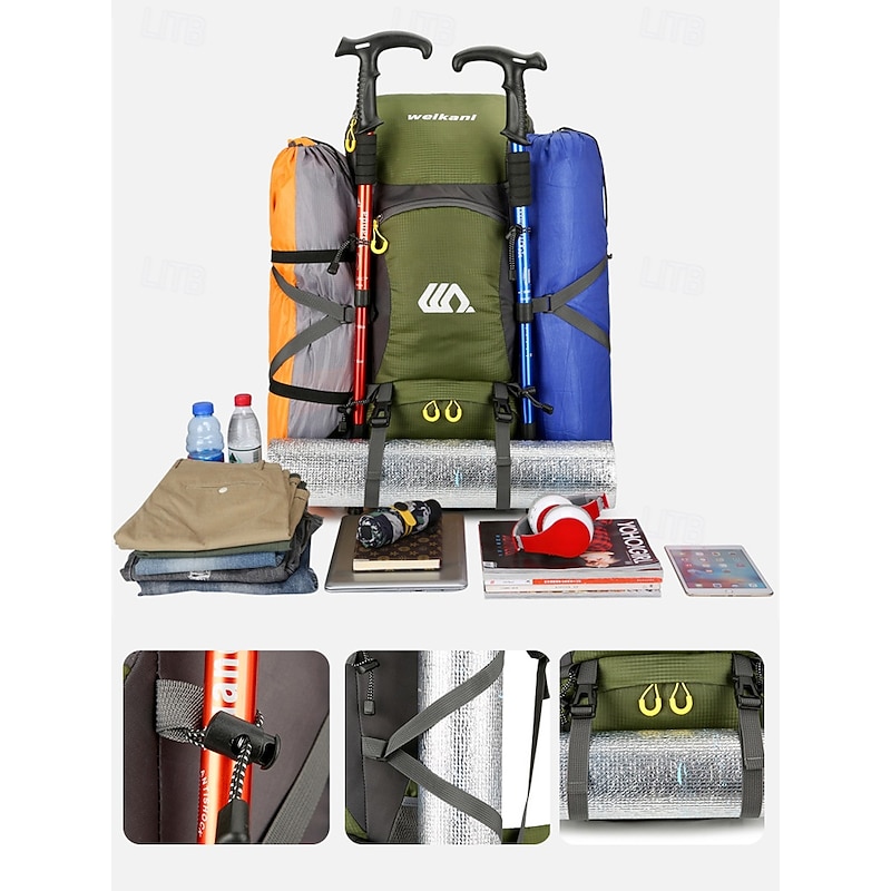 50L Hiking Backpack for Men and Women – Waterproof Outdoor Camping Rucksack with Rain Cover, Adjustable Straps, and Multi-Compartment Storage for Trekking and Travel3