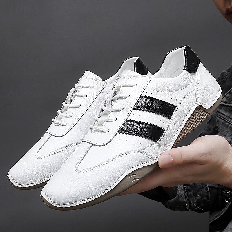 Men's White Sport Sneakers – Classic Two-tone Design with Stripes for Casual and Athletic Wear4