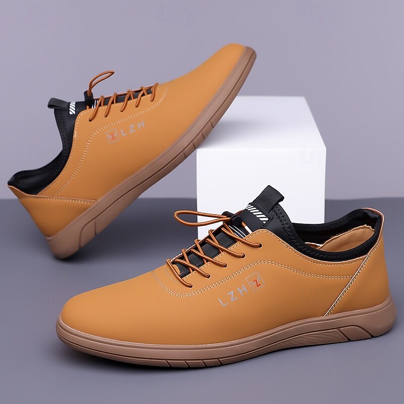 Casual Tan Lace-Up Sneakers for Men - Comfortable Everyday Shoes for Casual Outings4