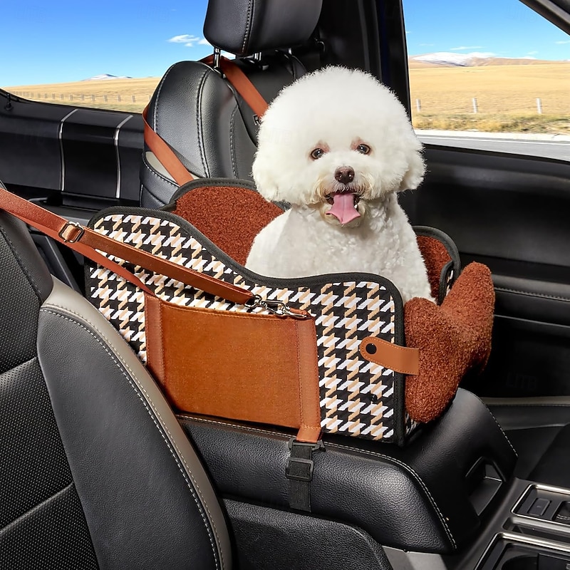 Foldable Center Console Dog Car Seat Pet Puppy Car Seat Middle Console Dog Armrest Booster Seat for Small Dogs