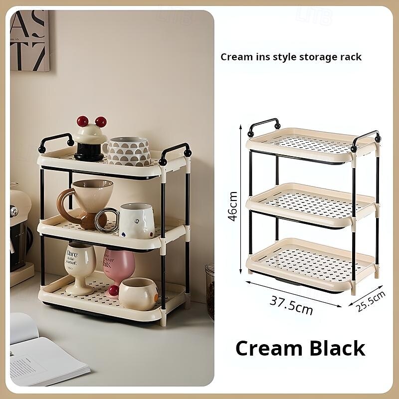 Coffee Bar Organizer, Mug Holder for Counter Top, Bathroom Counter Organizer with Pull Out Draining Tray, Mug Organizer Rack with Handle3