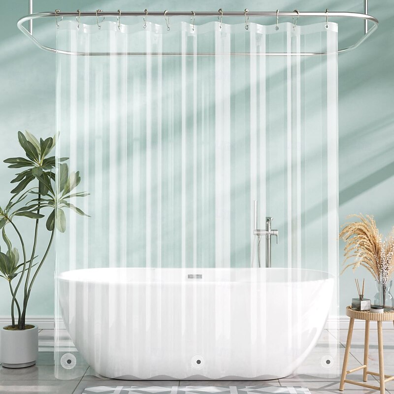 Bathroom Shower Curtain Waterproof Plastic Shower Curtain Premium PEVA Non-Toxic with Rust Proof Grommets Clear 8G Bathroom Accessories4