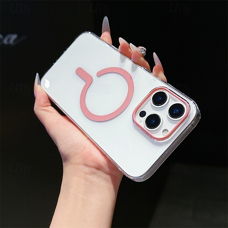 Phone Case For iPhone 16 15 14 Pro Max 13 Back Cover Magnetic Adsorption Translucent Magnetic Support Wireless Charging PC2