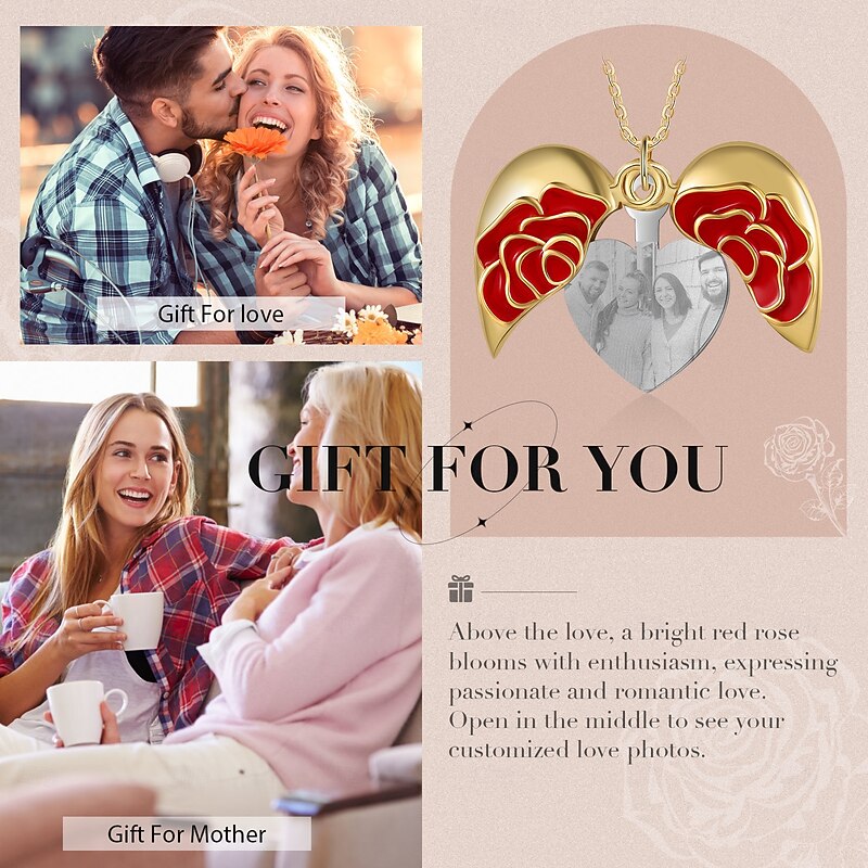 Personalized Heart Photo Necklace Custom Best Gift for Mom, Wife, Girlfriend - Elegant and Romantic Keepsake for Mother's Day, Valentine's Day, Christmas, Birthday, and Anniversary3