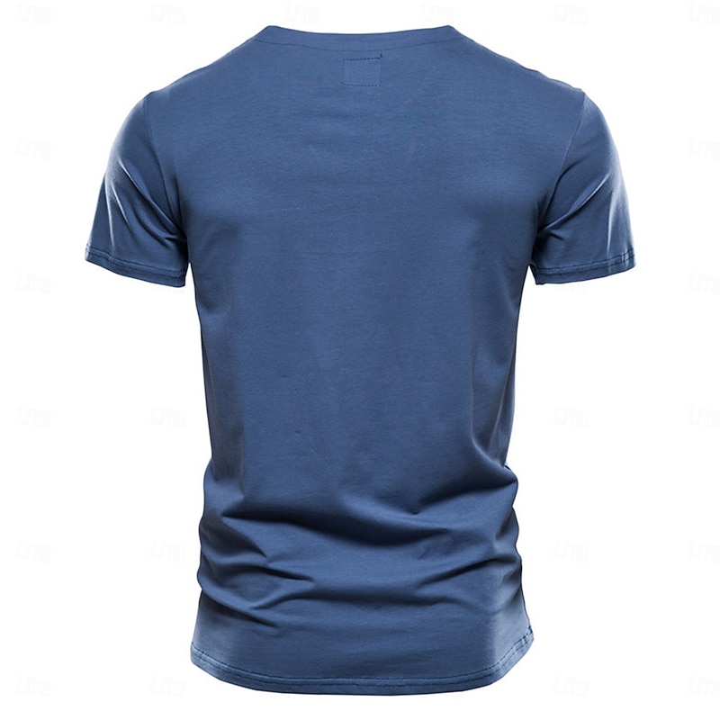 Men's T Shirt Short Sleeve V Neck Summer All Seasons Solid Color Daily Casual Daily Casual Pocket V Neck Vacation Causal Casual Light Blue Black White Top Tee for Men4