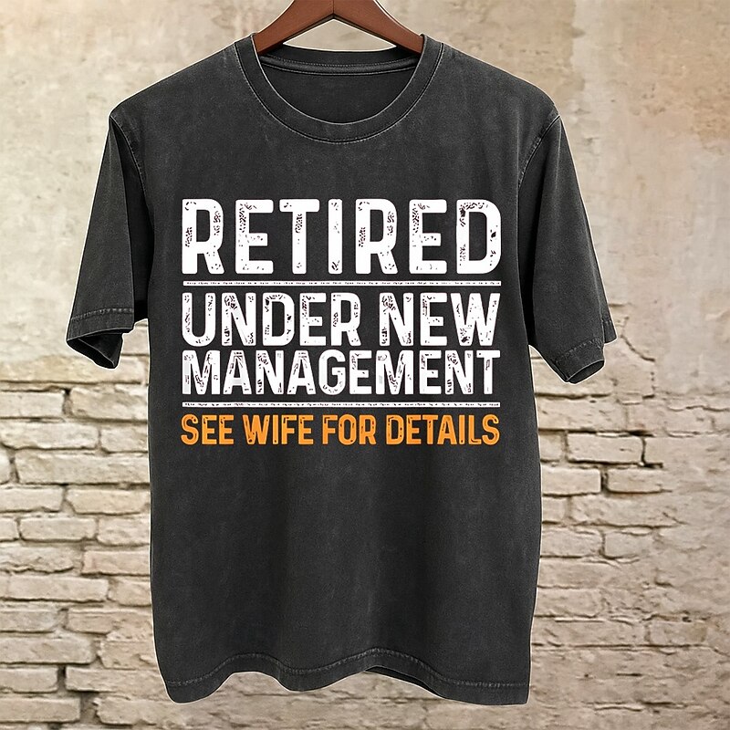 Men's Retired T shirt Tee Washed Shirt 100% Cotton Short Sleeve Graphic Shirt Black Comfortable Tee Street Daily Fashion Designer Clothing